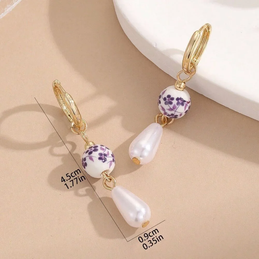 Multicolor Sexy Women's Style Faux Pearl Ceramic Pendant Earrings - Picture 10 of 11